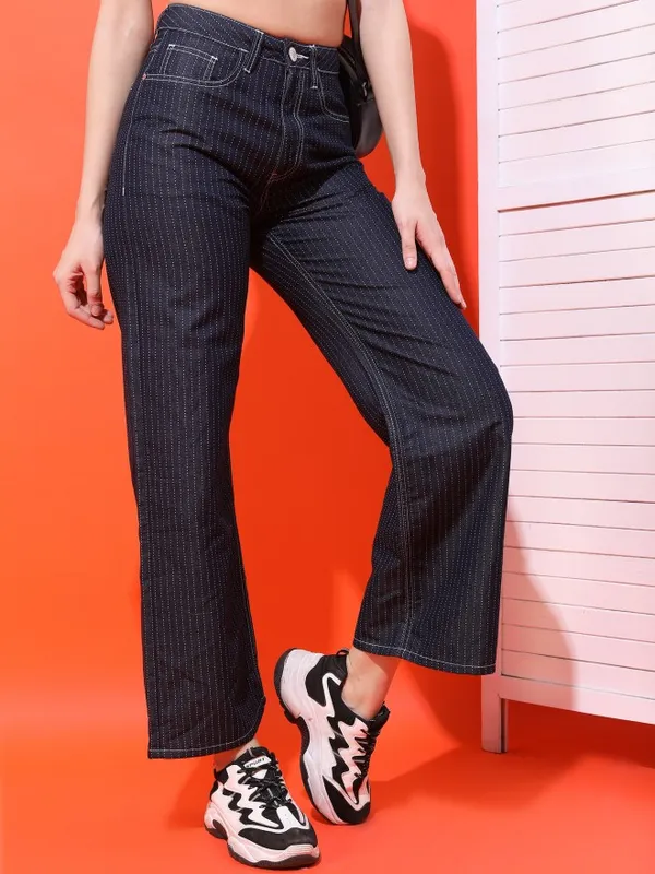  Tokyo Talkies Women Navy Blue Dad Fit Clean Look Jeans