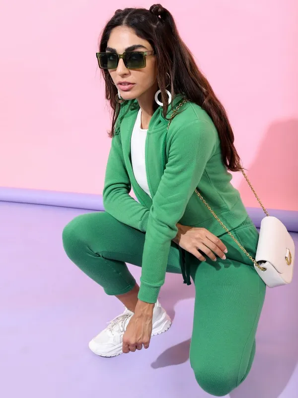  Ketch Women Green Hood Sweatshirts