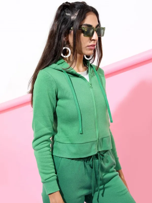  Ketch Women Green Hood Sweatshirts