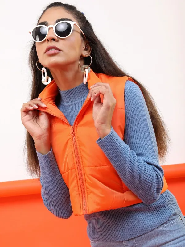 Ketch Women Orange Puffer Jacket