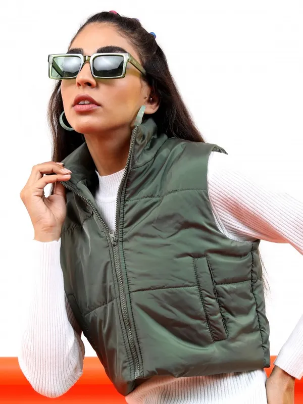  Ketch Women Olive Puffer Jacket Jackets