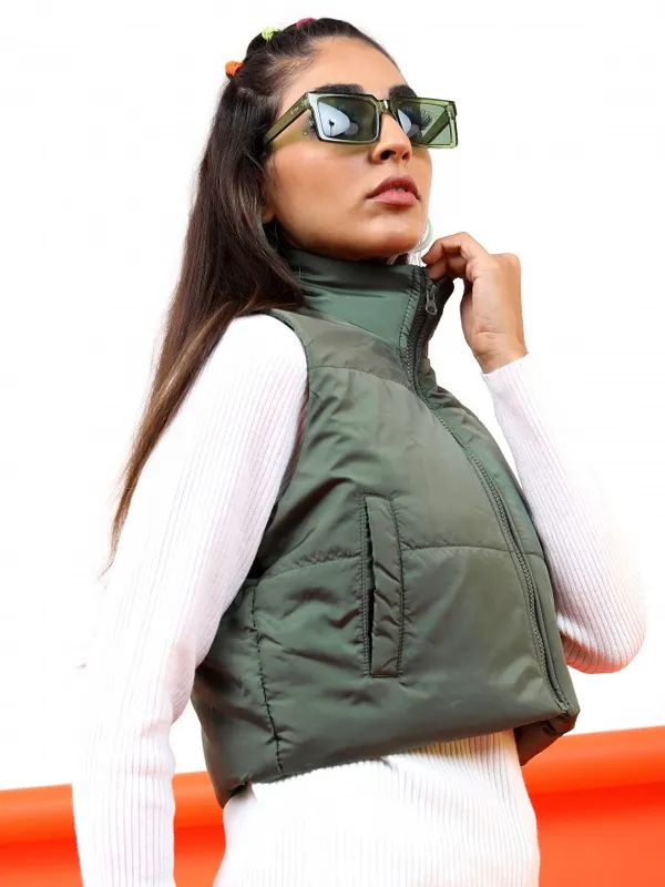  Ketch Women Olive Puffer Jacket Jackets