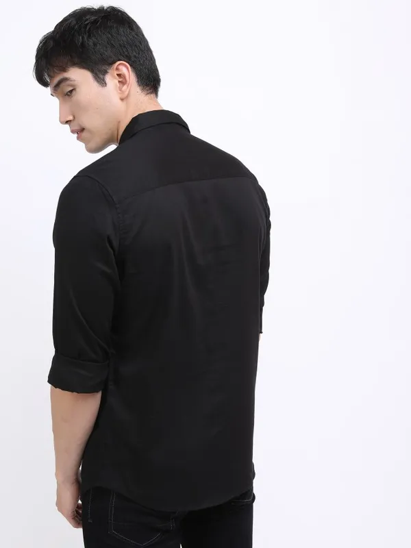  Highlander Men Black Printed Slim Fit Casual Shirts