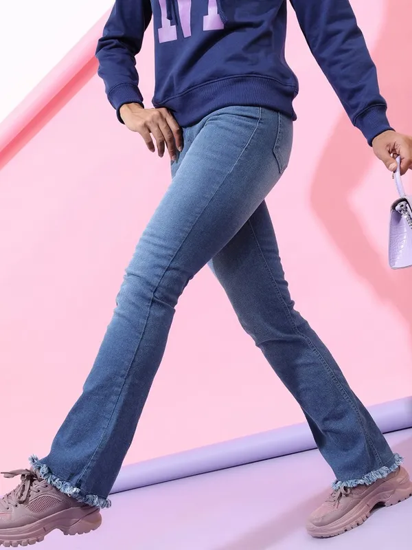  Tokyo Talkies Women Blue Bootcut Clean Look Jeans