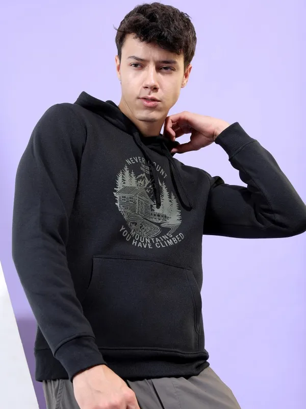  Highlander Men Black Hood Pullover Sweatshirts