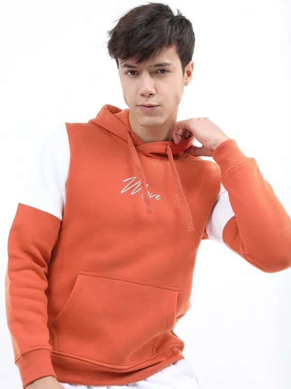  Ketch Men Orange Hood Pullover Sweatshirts