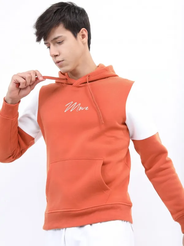  Ketch Men Orange Hood Pullover Sweatshirts