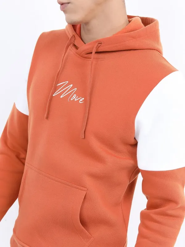  Ketch Men Orange Hood Pullover Sweatshirts