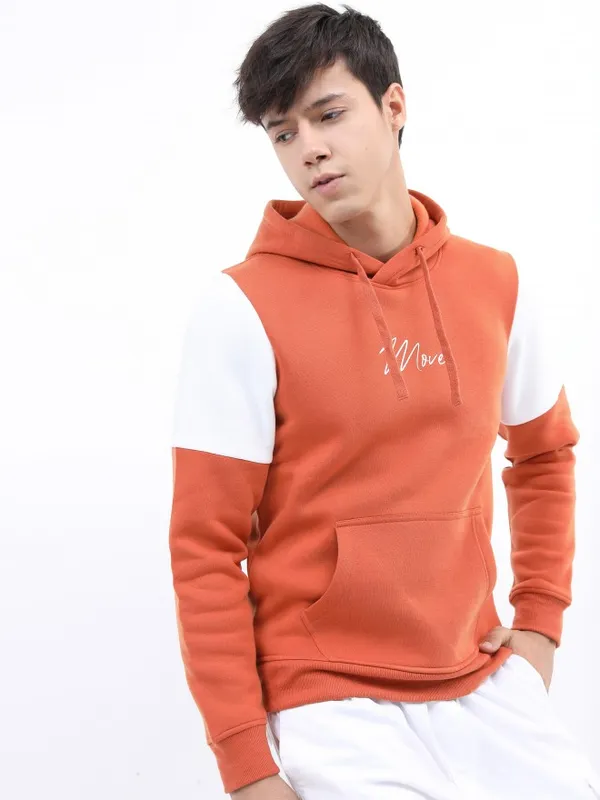  Ketch Men Orange Hood Pullover Sweatshirts