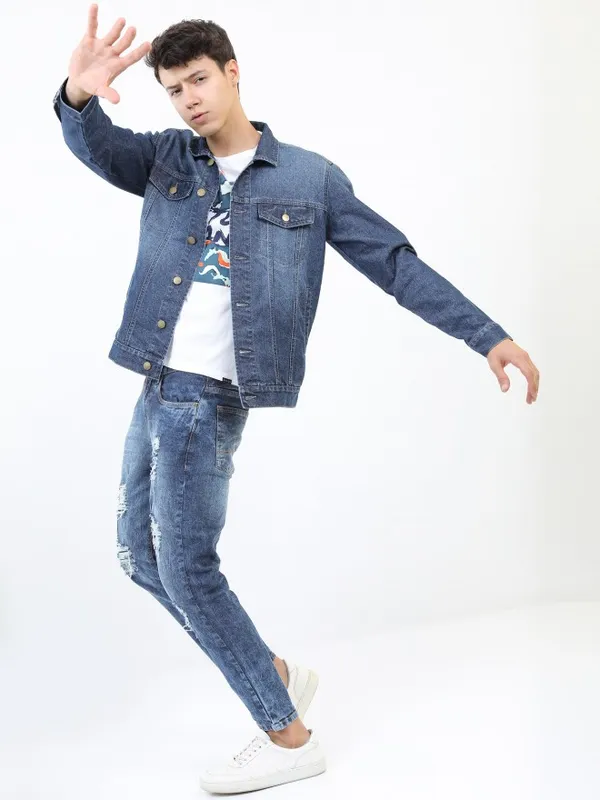 Solid Navy Blue Jacket