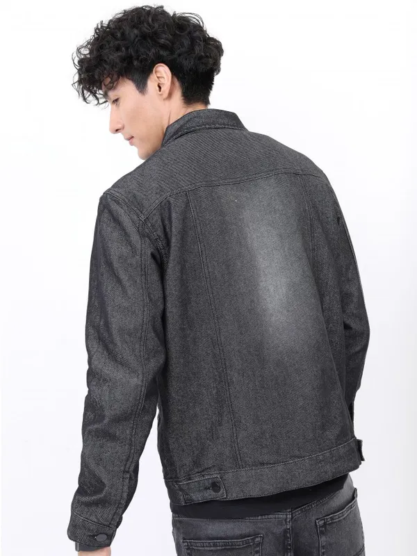 Ketch Men Black Solid Denim Jacket