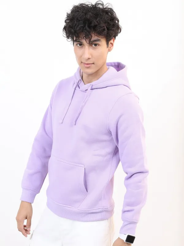 Men Solid Hoodie Sweatshirt