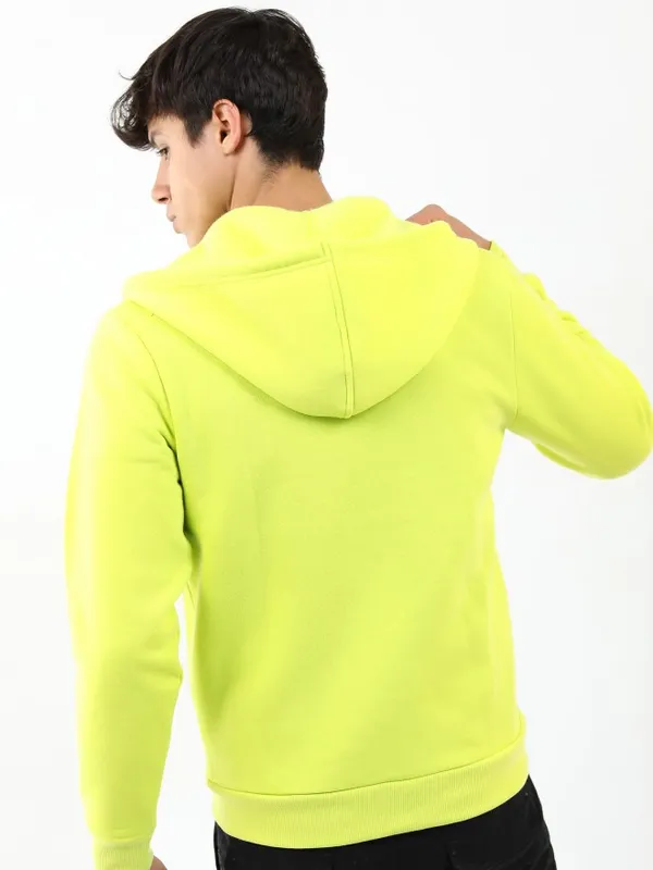  Ketch Men Green Hood Front-Open Sweatshirts