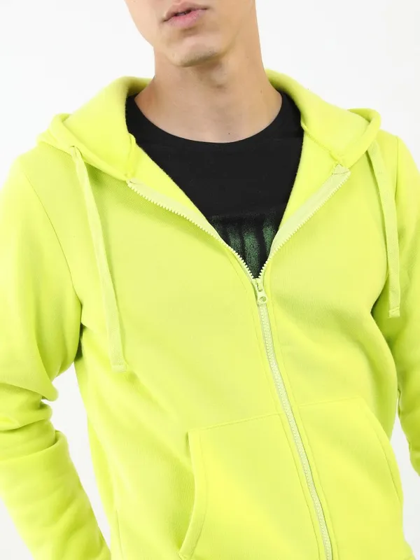  Ketch Men Green Hood Front-Open Sweatshirts