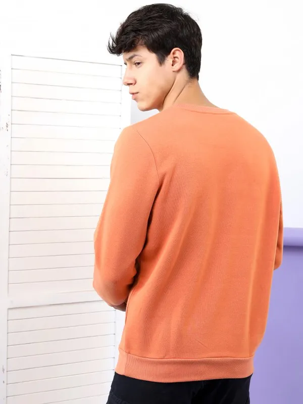  Highlander Men Pink Round Neck Pullover Sweatshirts