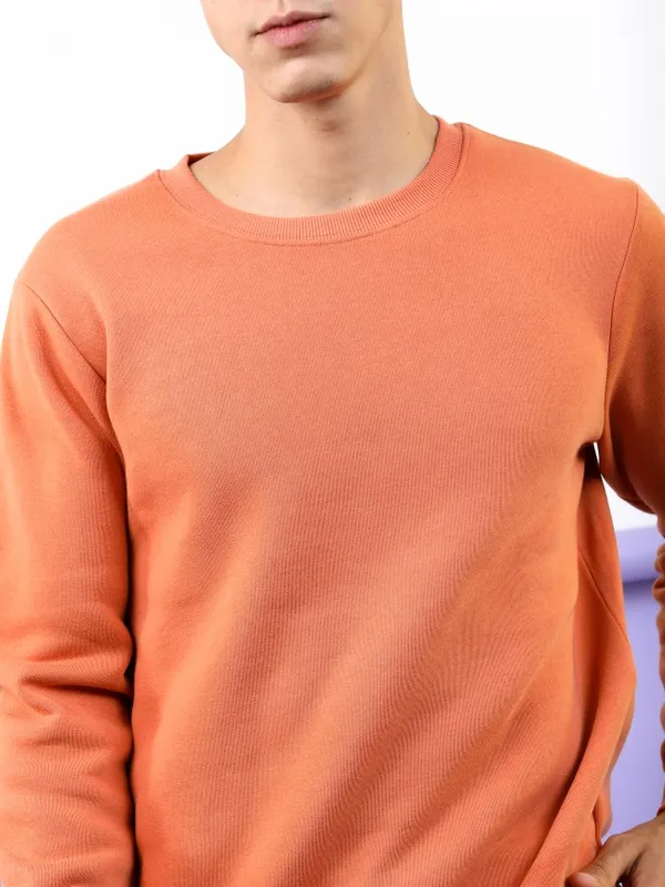  Highlander Men Pink Round Neck Pullover Sweatshirts