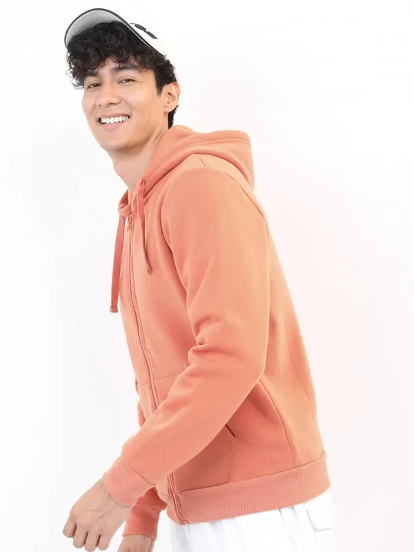  Highlander Men Pink Hood Front-Open Sweatshirts