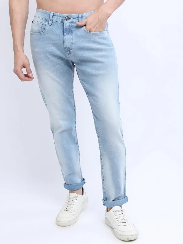  Highlander Men Blue Tapered Fit Clean Look Jeans