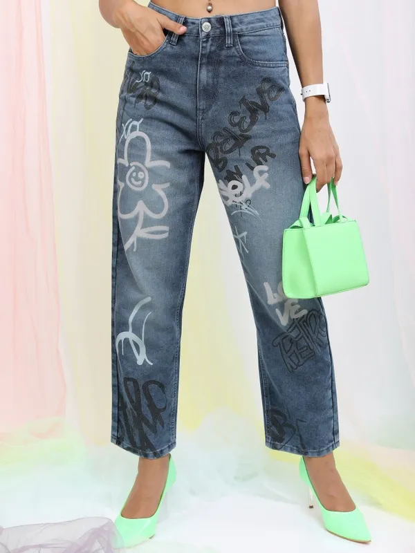 Tokyo Talkies Women Blue Wide Leg Clean Look Jeans