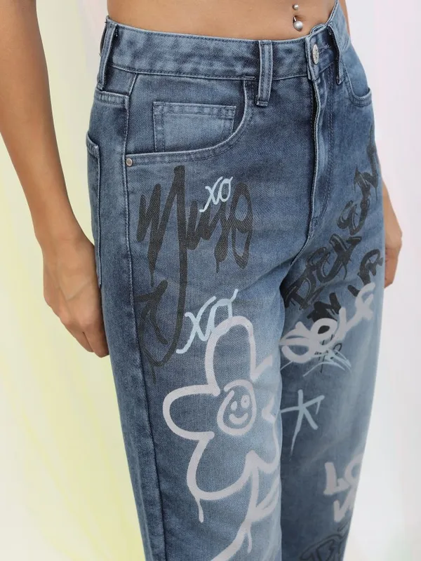  Tokyo Talkies Women Blue Wide Leg Clean Look Jeans