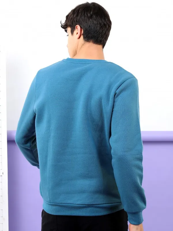  Highlander Men Teal Round Neck Pullover Sweatshirts