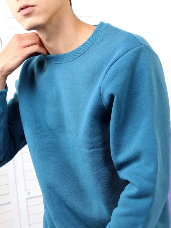  Highlander Men Teal Round Neck Pullover Sweatshirts