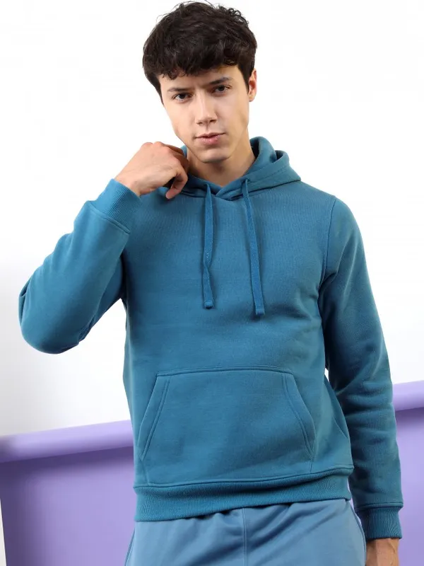  Highlander Men Teal Hood Pullover Sweatshirts