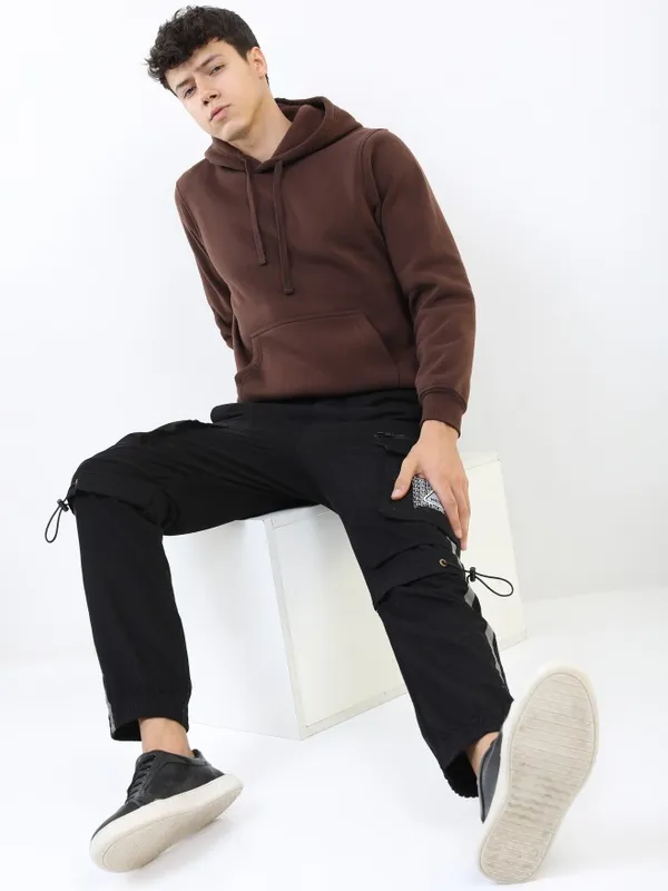  Ketch Men Brown Hood Pullover Sweatshirts