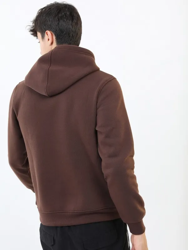  Ketch Men Brown Hood Pullover Sweatshirts