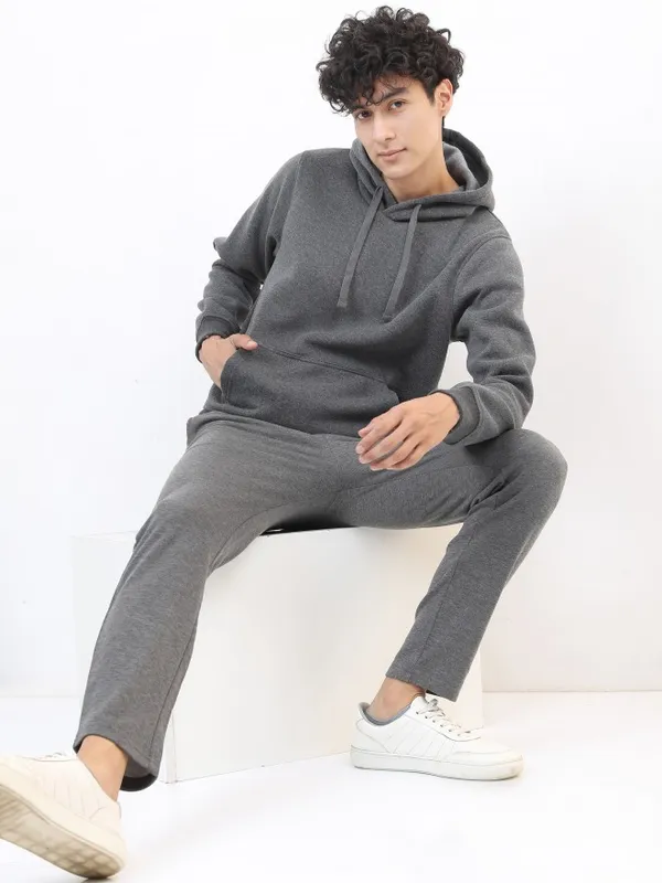  Ketch Men Grey Hood Pullover Sweatshirts