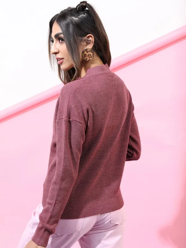  Tokyo Talkies Women Terracotta V-Neck Sweaters
