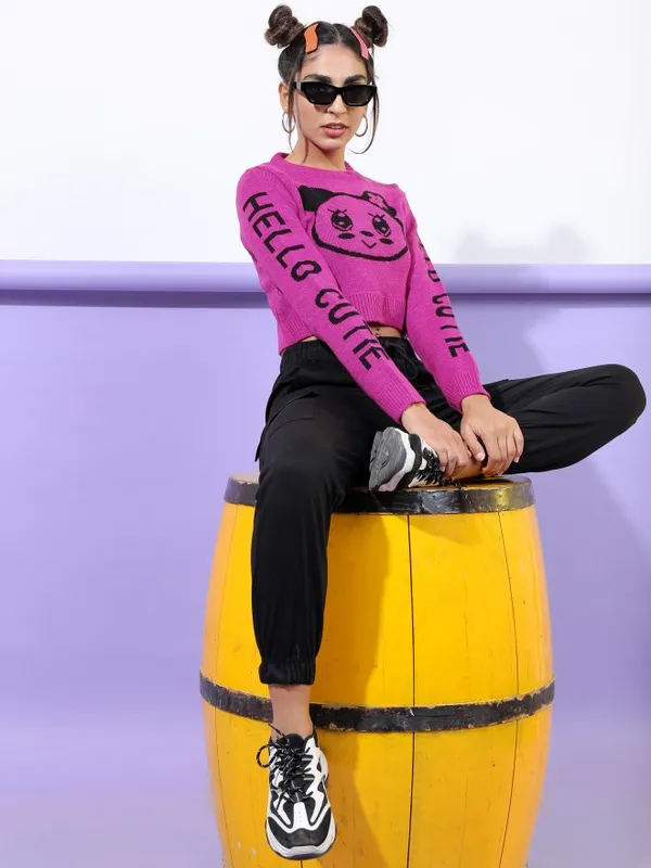 Tokyo Talkies Women Pink Round Neck Sweaters