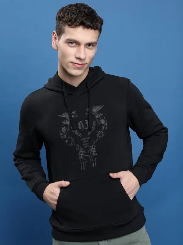  Highlander Men Black Hood Pullover Sweatshirts