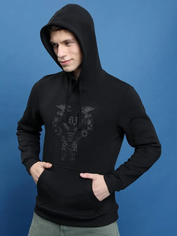  Highlander Men Black Hood Pullover Sweatshirts