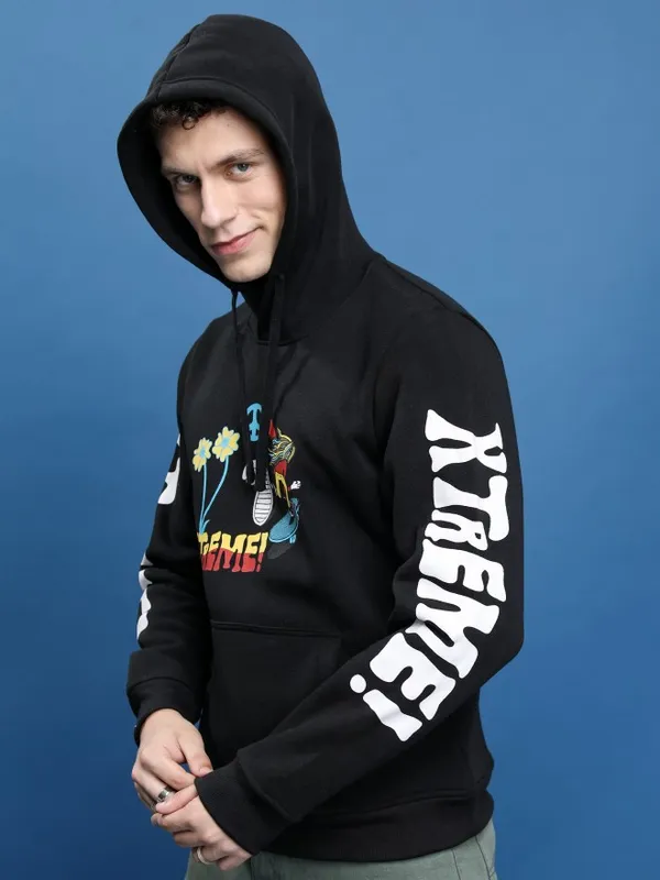  Highlander Men Black Hood Pullover Sweatshirts