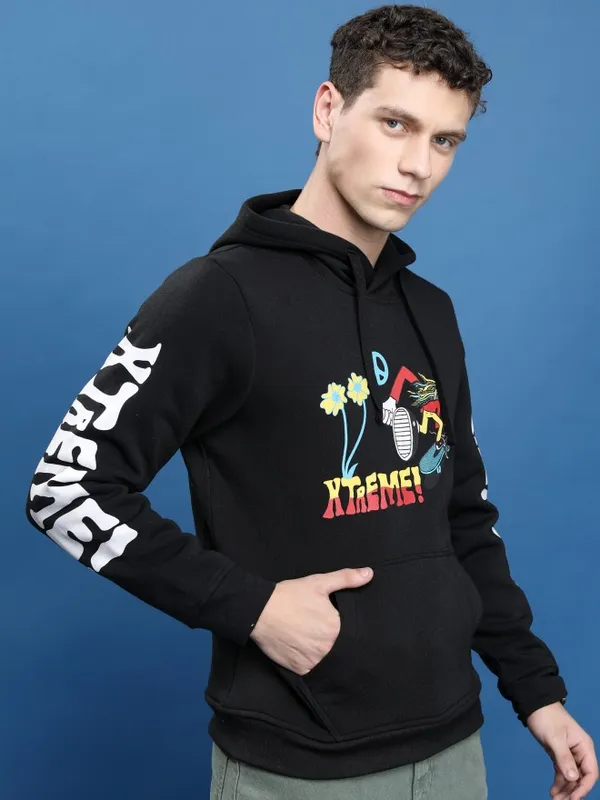  Highlander Men Black Hood Pullover Sweatshirts