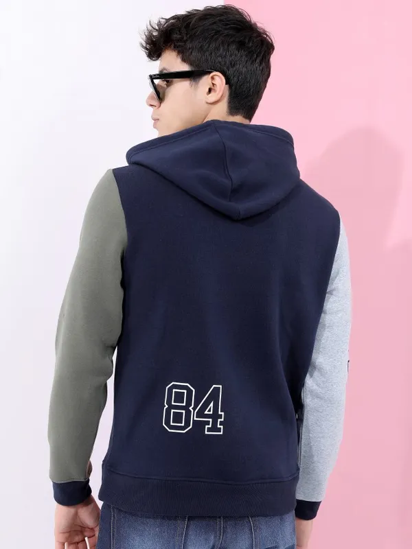  Highlander Men Navy Blue Hood Pullover Sweatshirts