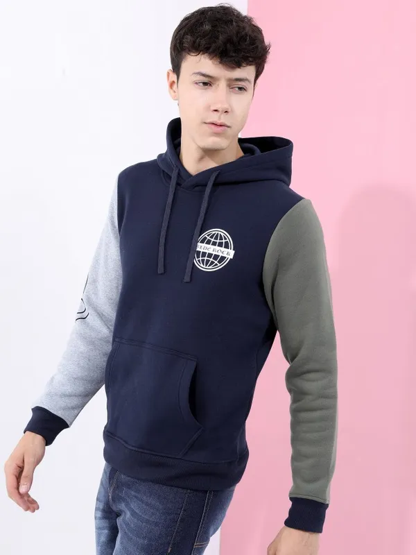 Highlander Men Navy Blue Hood Pullover Sweatshirts