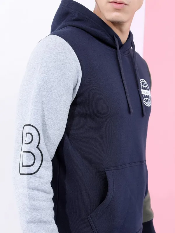  Highlander Men Navy Blue Hood Pullover Sweatshirts