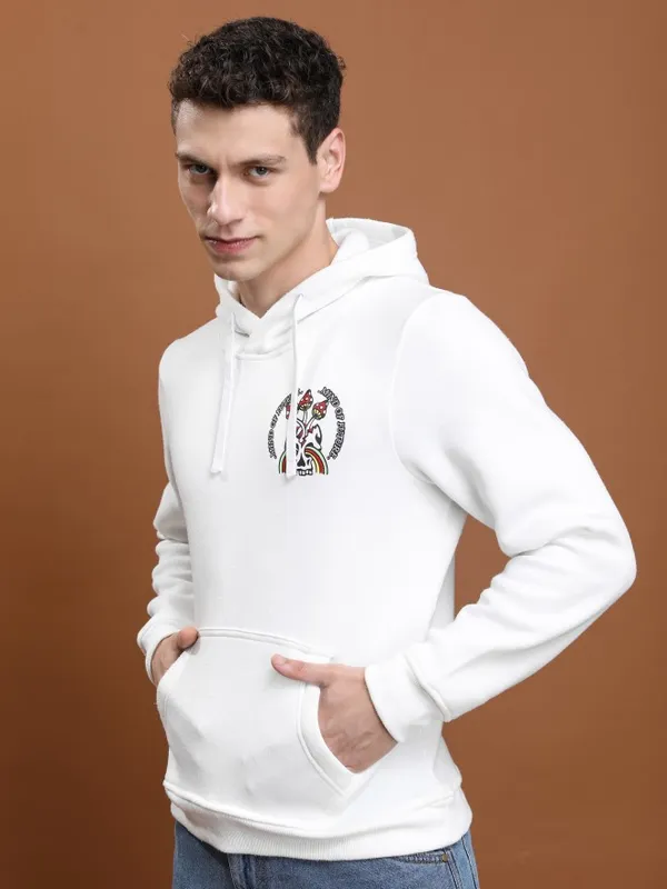 Highlander Men White Hooded Pullover Sweatshirt