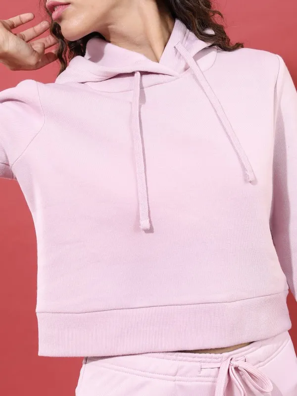  Tokyo Talkies Women Purple Solid Pullover Hood Sweatshirts
