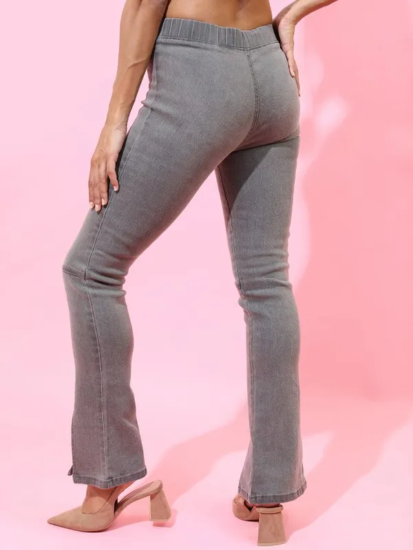  Tokyo Talkies Women Grey Bootcut Clean Look Jeans