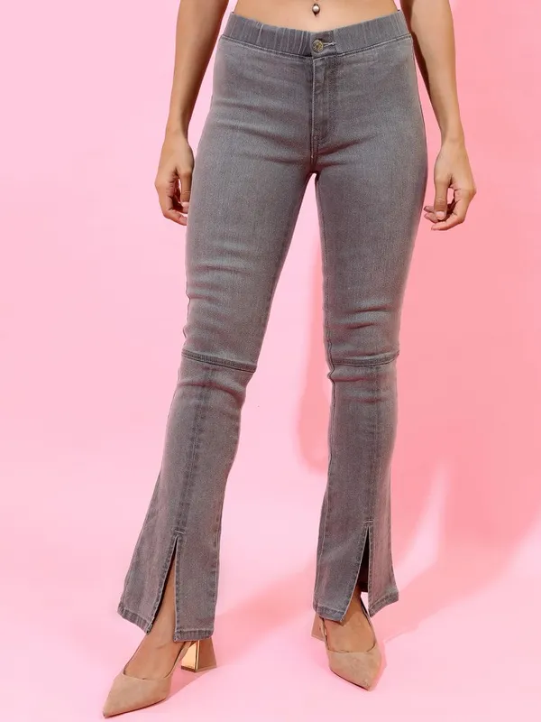  Tokyo Talkies Women Grey Bootcut Clean Look Jeans