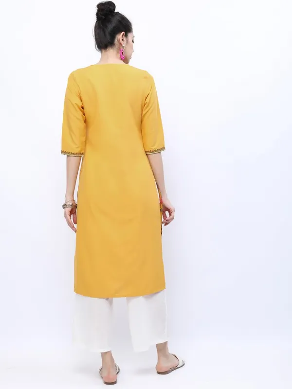  Ketch Women Yellow Printed Straight Kurtas