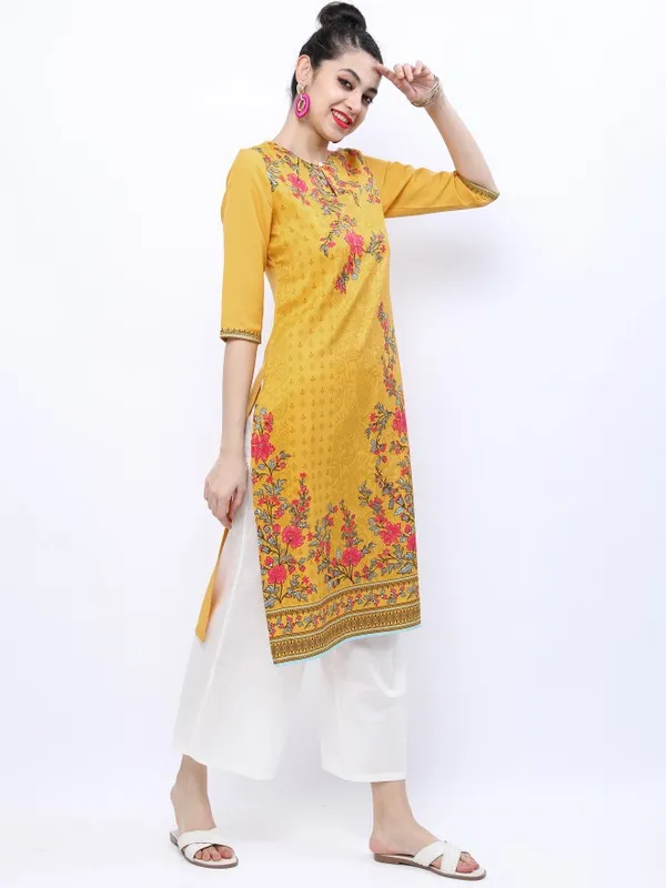  Ketch Women Yellow Printed Straight Kurtas