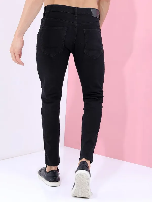  Highlander Men Black Tapered Fit Clean Look Jeans