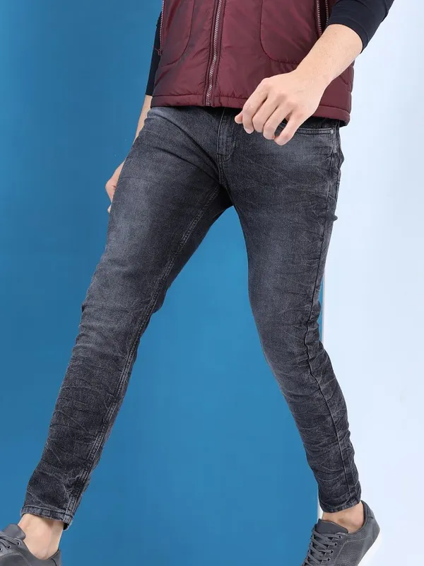  Highlander Men Grey Tapered Fit Clean Look Jeans