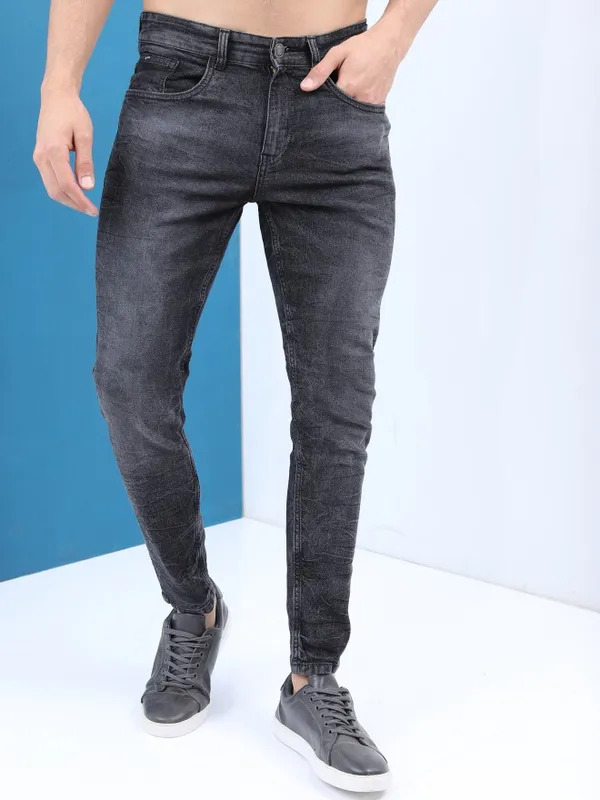  Highlander Men Grey Tapered Fit Clean Look Jeans