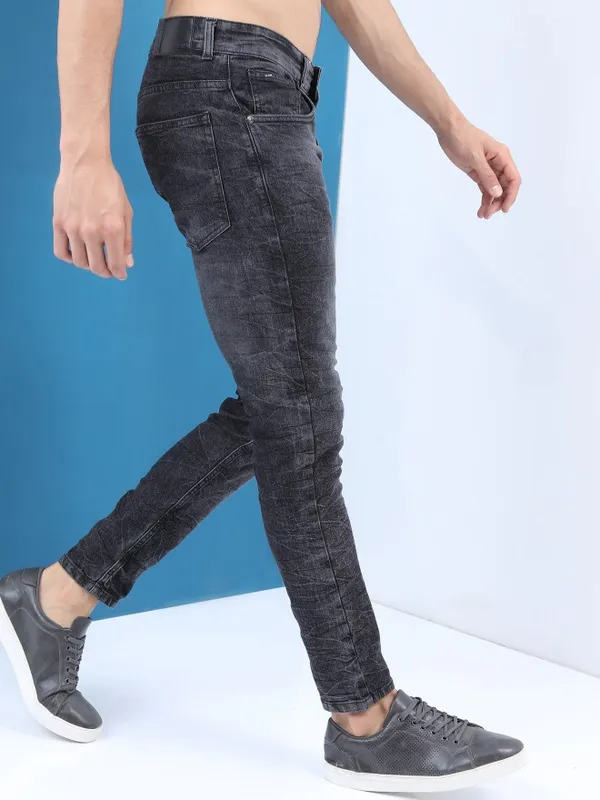  Highlander Men Grey Tapered Fit Clean Look Jeans