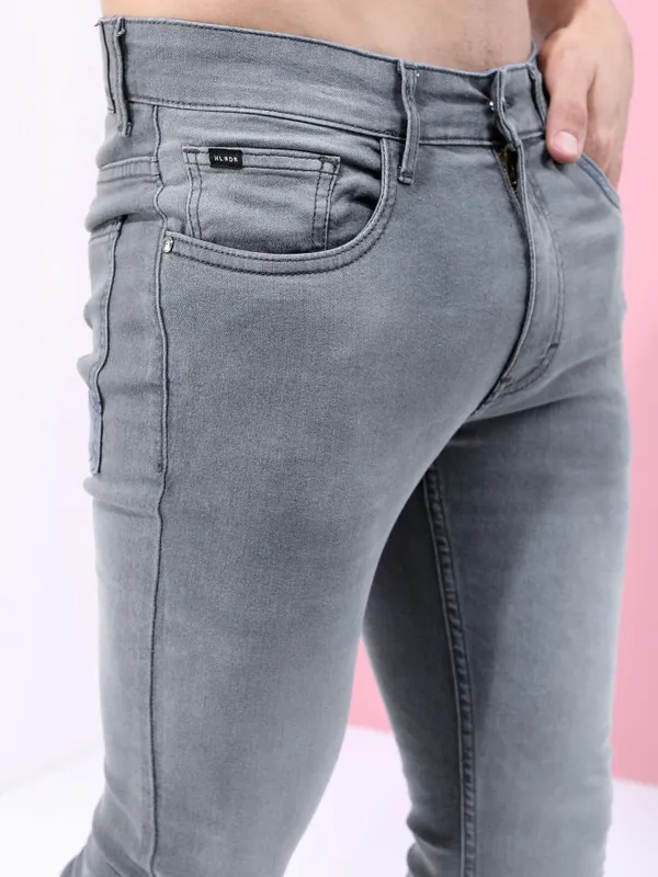  Highlander Men Grey Slim Fit Clean Look Jeans